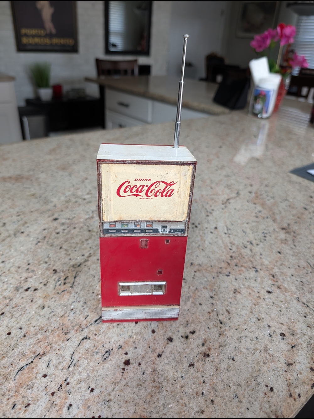 Coca Cola Red and White Miniature Vending Machine Replica Radio 1960s
